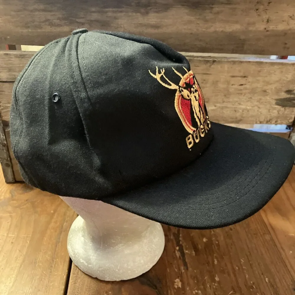 Vintage Bucks Cigarettes Buck The System Black Snapback Hat Adjustable USA Made